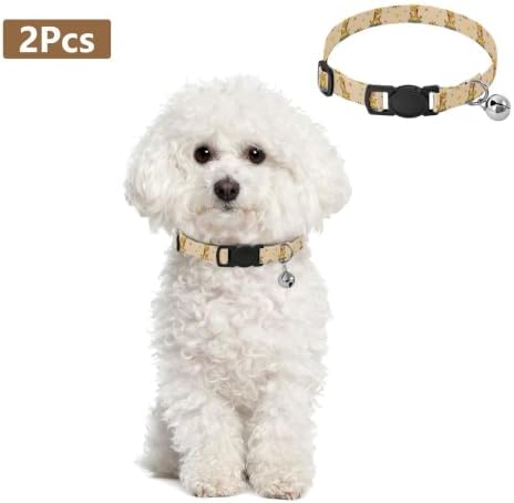 2 Pack Kitten Collars Cartoon Giraffes Colorful Dots Cat Bell Collar, Adjustable Length 10.6" to 17.1"