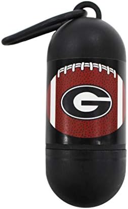 Pets First NCAA GEORGIA BULLDOGS PET LICENSED Poop Waste Bag Dispenser and D Ring for Leash with 1200 Premium Garbage Bags