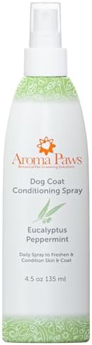 Dog Coat Conditioning Spray - Pet-Friendly Detangler Spray with Natural Essential Oils for Dogs - Daily Dog Spray to Eliminate Odors and Knots - Eucalyptus Peppermint 4.5 oz