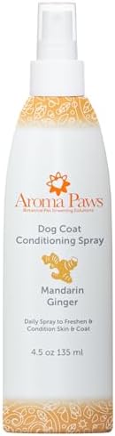 Scented Dog Coat Spray – Cleansing, Conditioning, Moisturizing – Toxin Free, Healthy Ingredients – Aromatic Grooming Puppy Spray – Loosens Knots, Tangles – 4.5 Oz., Mandarin Ginger