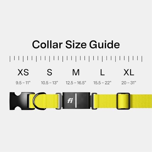 Fi Series 3+ Dog GPS Collar, Small Yellow Dog Tracker, 12 Months Included | Live 24/7 location updates, escape alerts, activity and sleep insights, waterproof steel build, LED night light