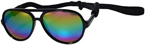 G010 Dog Pet Costume Prop Aviator Sunglasses Medium Breeds 20-40 lbs (Black-Rainbow Mirror)