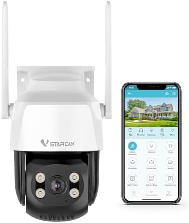 VSTARCAM Outdoor Waterproof PT Network Camera, 1080P Wired Cameras for Home Secuirty Camera with Bluetooth Connection, Color Night Vision, Motion Detection & Tracking,Light & Siren Alarm, SD/Cloud 03
