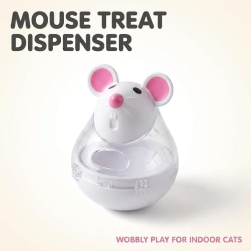 Beige Interactive Toys for Cats, Play Cat Toy Pet Cat Kitten Mouse Shape Treat Holder Food Storage Dispenser Chew Play Toy for Indoor and Kitten Exercise Mice and Animals Toys