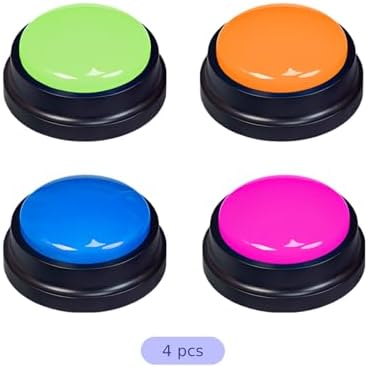 4 Pcs Dog Talking Buttons for Communication, Recordable Voice Command Buttons for Dog Training, Pet Sound Button Box, One Button Recording, 3.1 in, 8 cm Sturdy Pet Response Buzzers