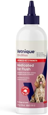 Vetnique Oticbliss Chlorhexidine Dog Ear Flush & Cleaning Wipes Bundle