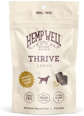 Hemp Well Thrive Dog Soft Chews with Organic Hemp, Omega 3 & 6, 8 Count