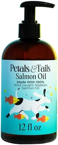 Petals & Tails Wild Alaskan Salmon Oil for Dogs & Cats – 100% Pure Omega-3 Fish Oil Supplement – Supports Skin, Coat, Joints & Heart – No Blends – 12 oz