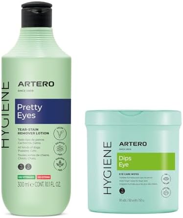 Eye Care Kit. Artero Pretty Eyes and Artero Eye Wipes. Removes tear stains and other secretions from the eye area.