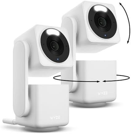 WYZE Cam Pan v4 (2-Pack), 4K Smart Home Security Camera System, AI Indoor/Outdoor Monitor for Baby/Pet/Person/Vehicle, Color Night Vision, 360° Pan/Tilt, 2.4G&5G, Works with Alexa & Google Assistant