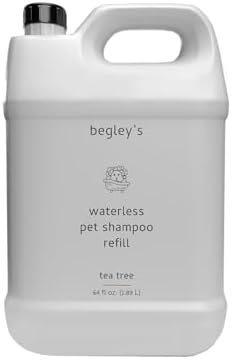 Begley’s No Rinse Waterless Pet Shampoo, Bathless Cleaning, Deodorizing, and Odor Removal for a Shiny, Fresh Smelling Coat - Effective for Dogs, Puppies, and Cats - Refill, Fresh Tea Tree