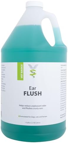 Revival Animal Health Vet Basics Ear Flush for Dogs, Cats and Horses, Acetic Acid and Boric Acid Formula with Aloe Vera, Helps Maintain Clean Ear Environment, Deodorizing Pet Ear Wash, 1 Gallon