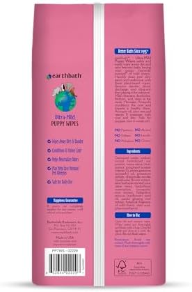 earthbath Ultra-Mild Wild Cherry Puppy Wipes, 100 Count (2 Pack)