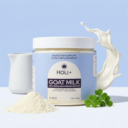 HOLI Goat Milk Powder - Dog Milk Replacer for Puppies, Adults, and Seniors. Whole Goat Milk Rich in MCTs for Activity Support and Muscle Recovery - Supports Digestion and Immune Health, 7.5 Ounce