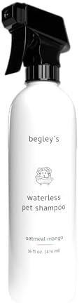 Begley's No Rinse Waterless Pet Shampoo, Bathless Cleaning, Deodorizing, and Odor Removal for a Shiny, Fresh Smelling Coat - Effective for Dogs, Puppies, and Cats - Fresh Oatmeal Mango Scent