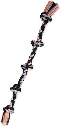 Mammoth Flossy Chews Multi Color 5 Knot Rope Tug – Premium Cotton-Poly Tug Toy for Dogs – Interactive Dog Rope Toy – Tug Dog Chew Toy for Big Dogs - X-Large, 36”