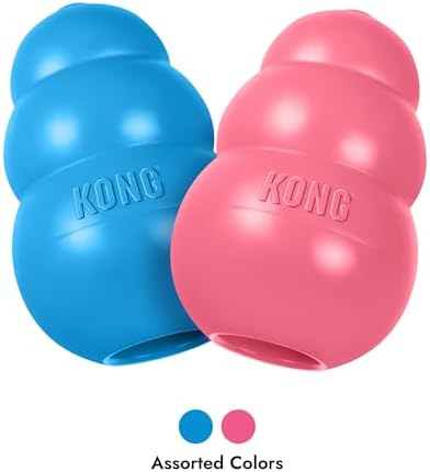 KONG Puppy Classic Toy – 2 Pack – Soft Natural Rubber for Teething, Enrichment, Crate Training & Chew Behavior Training