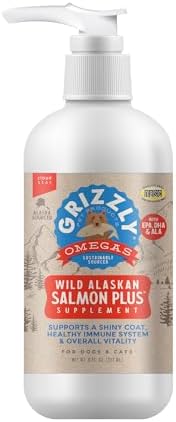 Grizzly Salmon Plus, Salmon Oil Dog Food Supplement, Omega 3-6-9, 8 oz