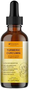Turmeric Curcumin Drops for Dog & Senior Dogs: Anti-inflammatory Pain Relief, Eliminates Joint Pain, Improve Joint Mobility,Brain, Liver, Bone, Muscle, Skin&Coat - Liquid Absorb Better