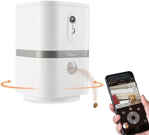 Petalk AI II Dog Camera Automatic Treat Dispenser, 5G WiFi Pet Camera with 180° Pan Full-Room View,Night Vision,Two Way Audio for Dogs and Cats,Compatible with Alexa