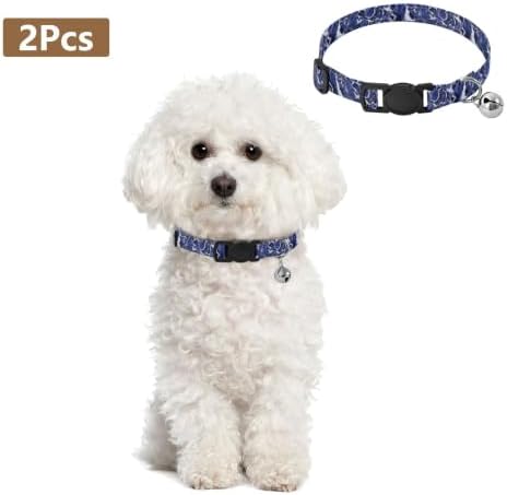 Marble Deep Blue Easy to Clean Kitten Collars 2 Pack Comfortable Cat Collar