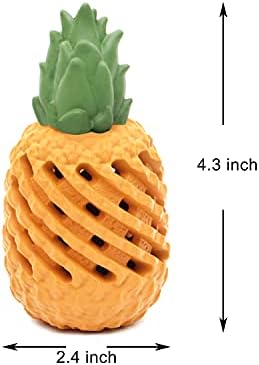 Youngever Pineapple Dog Treat Toys for Pet Teeth Cleaning, Chewing, Fetching, Tough Toy for Aggressive Chewers, Treat Food Dispensing Toys (Small 4.3 inch)