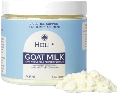 HOLI Goat Milk Powder - Dog Milk Replacer for Puppies, Adults, and Seniors. Whole Goat Milk Rich in MCTs for Activity Support and Muscle Recovery - Supports Digestion and Immune Health, 7.5 Ounce