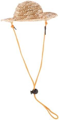 Pet Sombrero Straw Hat Adjustable Sun Bucket for Small Dogs and Cats for Garden and Eyes from Sunlight