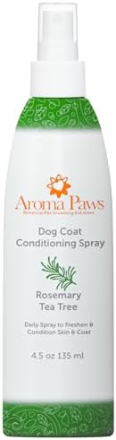 Scented Dog Coat Spray – Cleansing, Conditioning, Moisturizing – Toxin Free, Healthy Ingredients – Aromatic Grooming Puppy Spray – Loosens Knots, Tangles – 4.5 Oz., Rosemary Tea Tree