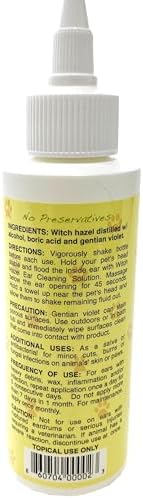 Immediate, Natural Relief with Witch Hazel Dog and Cat Ear Cleaner. Quickly Relieves Ear Infection Symptoms in 3-5 Days. 4 oz. Easy, 1-Step
