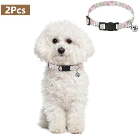 Paris Trees Sketch Pet Collars for Cats, 2 Pack Cat Collars with Bell