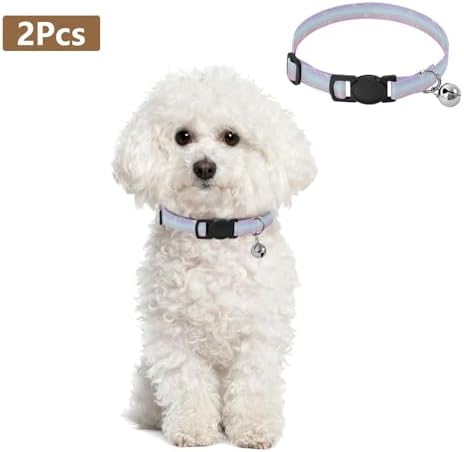 Pastel Gradient Rainbow Kitten Bell Collar 2 Pack Dog Collar Adjustable Length 10.6" to 17.1"