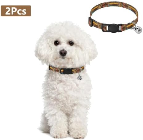 2 Pack Cat Collar African Animals Giraffes Bell Collar for Small Dogs, Adjustable 10.6 to 17.1 Inches