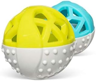 Messy Mutts Totally Pooched Catch n Squeak Ball, 3.5 Inch, Grey/Teal
