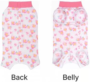 2 Packs Pet Dog Recovery Onesie Suit for Dogs Cats After Surgery,Dog Abdominal Wounds Bandages Cone E-Collar Alternative. (White Flower, XL)