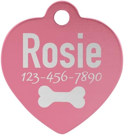 Signature Custom Laser Engraved Anodized Aluminum Pet ID Tags (Blue, Heart 1 1/4" x 1 1/4")