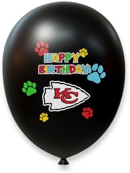 NFL Kansas City Chiefs Dog Birthday Party Set 10pcs with 1 Football Bandana Large/X-Large, 1 Crown Hat, 1 Banner, 1 Birthday Cake Toy & 6 B-Day Balloons, Dog Birthday Set, Costume, Fun Doggie Pawty