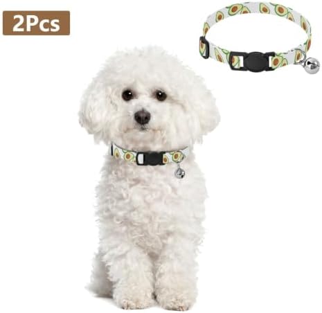 Avocado White Cat Collars with Bell 2 Pack Cat Collars Adjustable 10.6 to 17.1 Inches