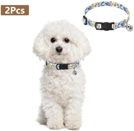 Blue Birds Bell Collar for Small Dogs 2 Pack Dog Collar Adjustable 10.6 to 17.1 Inches
