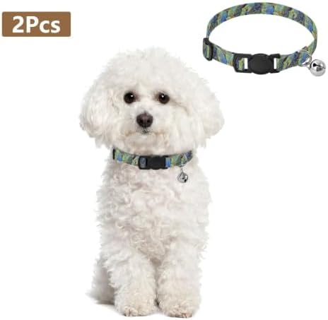 Peacock Feathers Multicolor Easy to Wear Pet Collar 2 Pack Collar for Cats