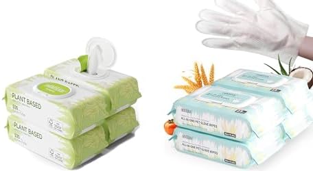 IMMHABI 100-Count Pet Glove Wipes + 400-Ct Square Wipes Bundle | Odor Control & Thick Cleaning | Paws/Ears + Fur/Surfaces