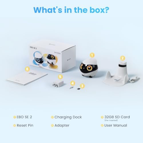 Enabot EBO SE 2 Mobile Pet Camera: 2K Home Robot Companion (Yellow Eyes)