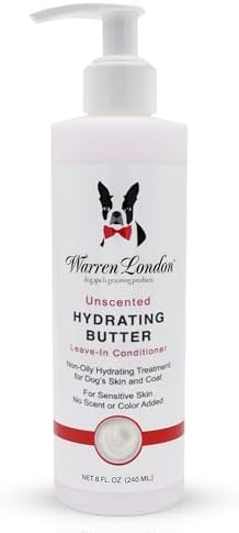 Warren London Hydrating Butter Leave in Pet Conditioner for Dogs | Lotion for Skin and Coat | Aloe Puppy & Dog Conditioner for Hair Detangler, Dry Skin, & Dandruff | Unscented 8oz
