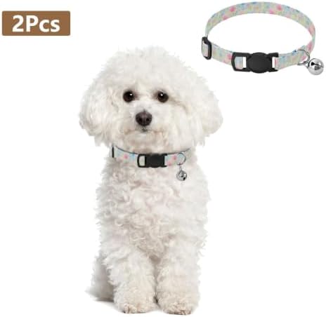 Watercolor Field Flowers Cat Collar 2 Pack Adjustable Pet Collar Adjustable Length 10.6" to 17.1"
