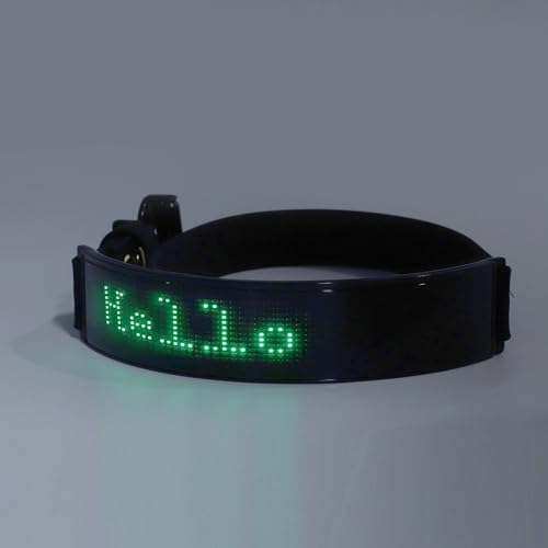 LED Dog Collar, Light Up Dog Collar with Smart DIY Screen, Rechargeable Glowing Collar, in The Dark Pet Necklace for Night Walking, High Visibility & Fashionable (Green Light)