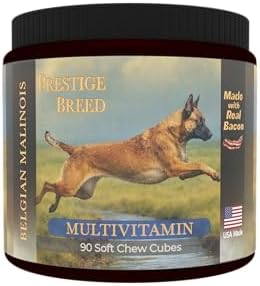 Belgian Malinois Multivitamins, 90 Count, Made in the USA with Real Bacon.