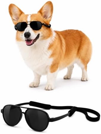G010 Dog pet Costume Aviator Sunglasses for Medium Breeds 20-40 lbs (Black)