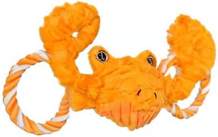 Jolly Pets Tug-A-Mal Crab Squeaky Tug Dog Toy, Medium