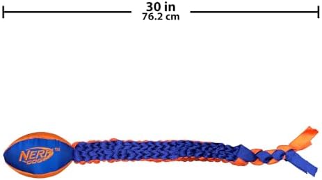 Nerf Dog Vortex Chain Tug Dog Toy with Squeaker Football Head, Lightweight, Durable, Water Resistant, 30 Inches, For Medium to Extra-Large Breeds, Single Unit (3474)