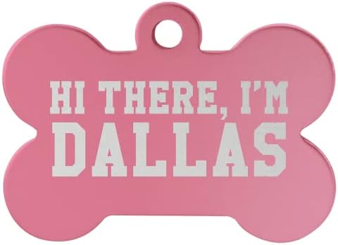 Signature Custom Laser Engraved Anodized Aluminum Pet ID Tags (Red, Bone 1 1/2" x 1")